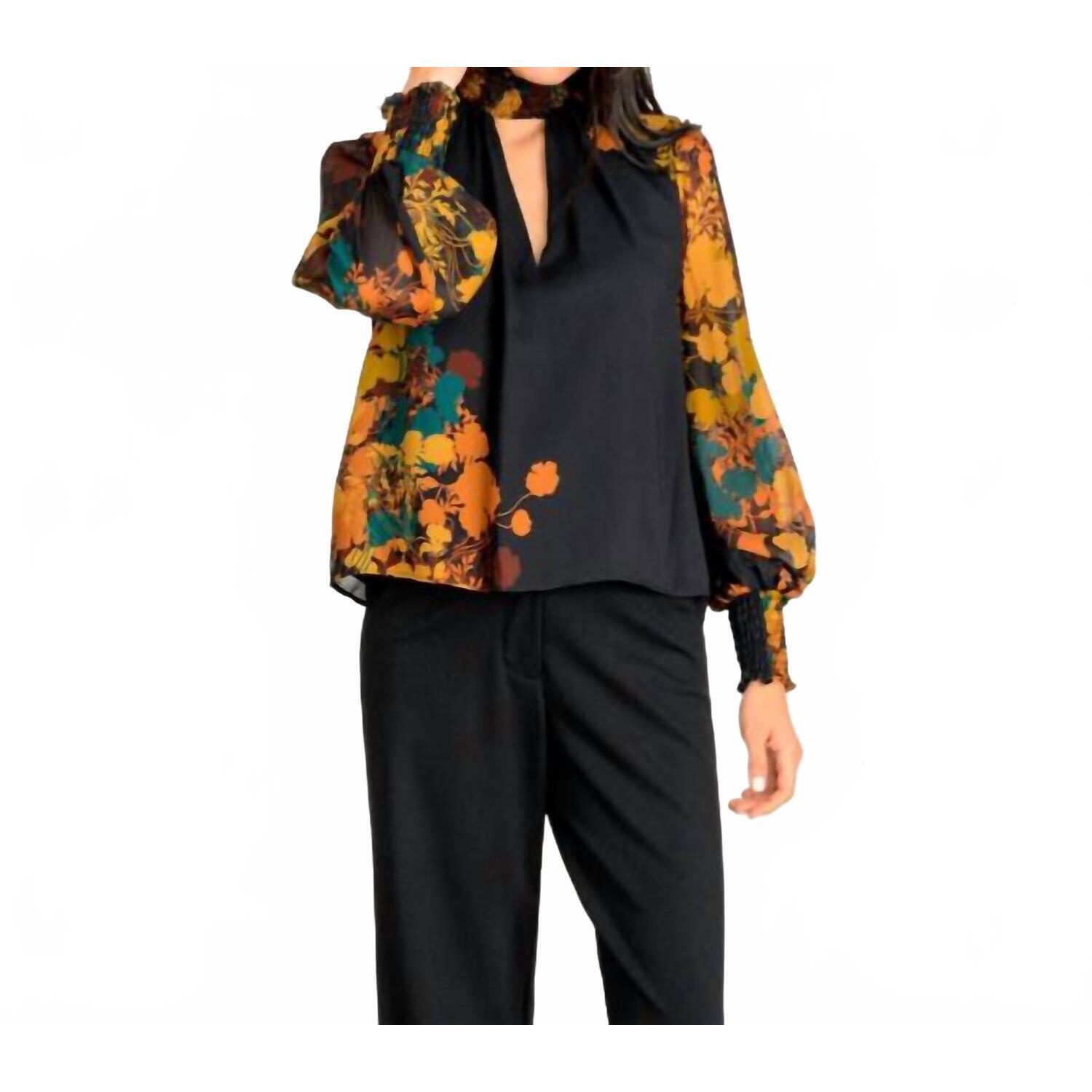 New Lavender Brown Fernanda Top In Black Rust Combo